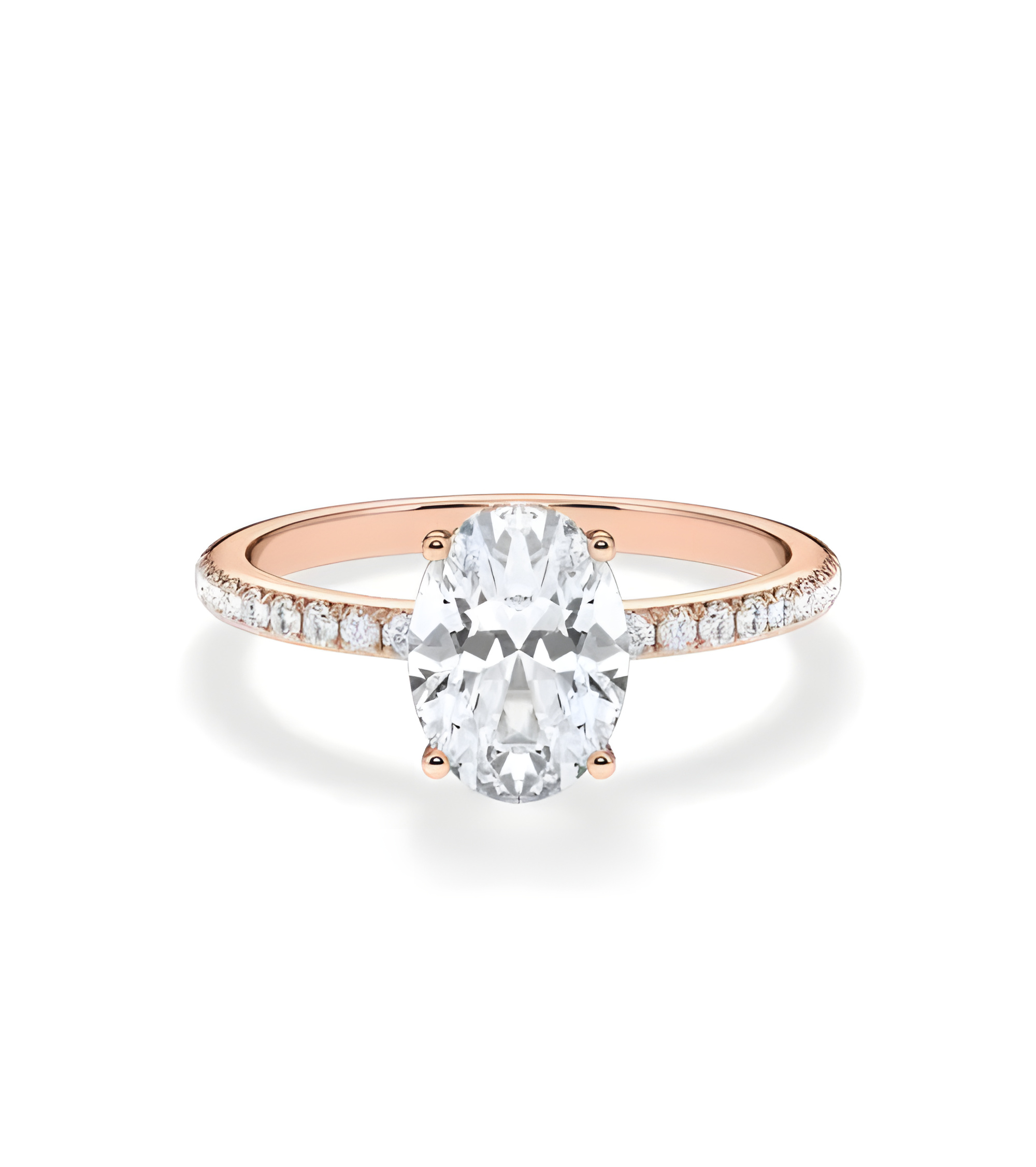 Anillos en oro rosa de compromiso con oval lab diamond | Staring