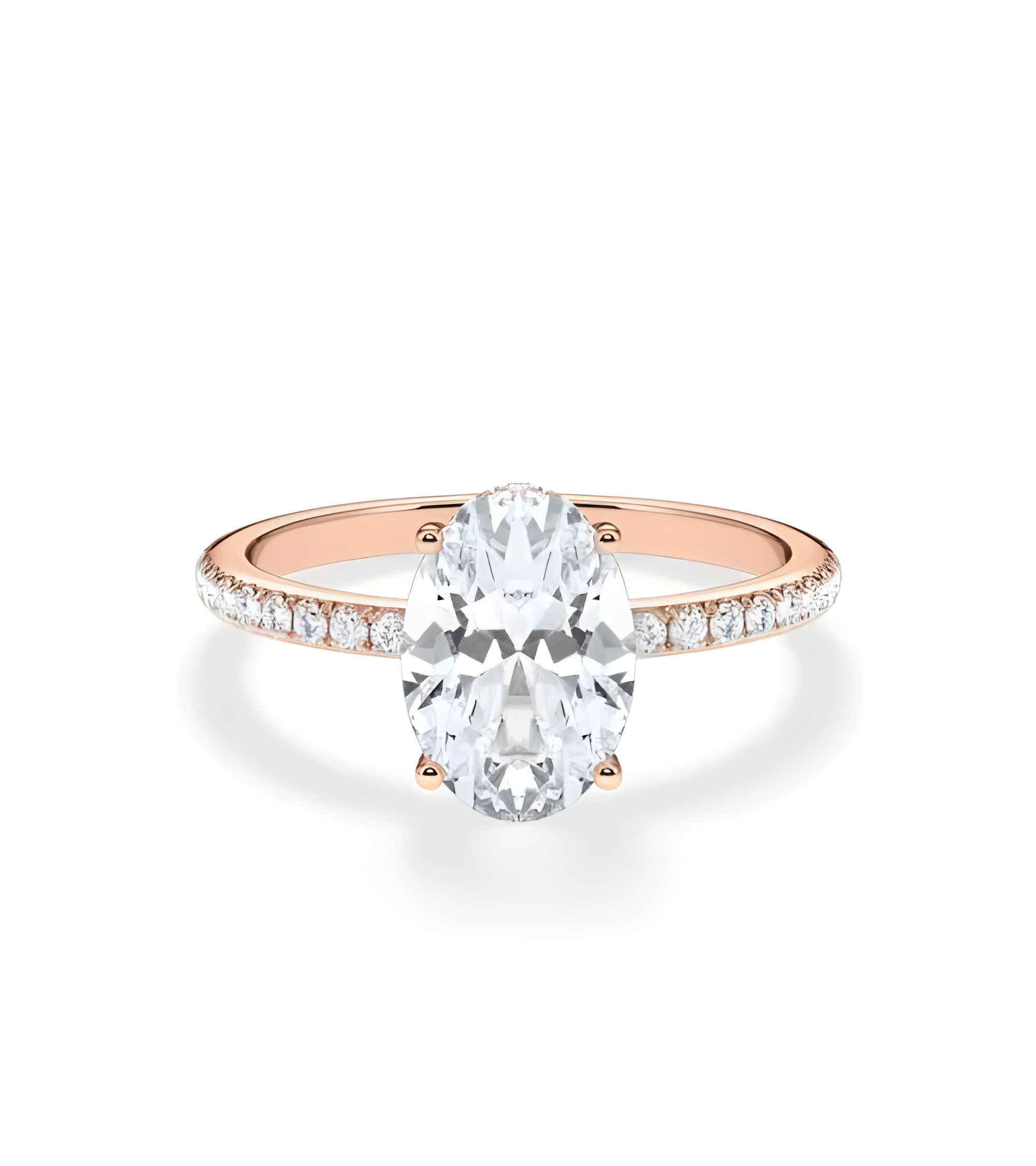 Anillos en oro rosa de compromiso con oval lab diamond | Staring