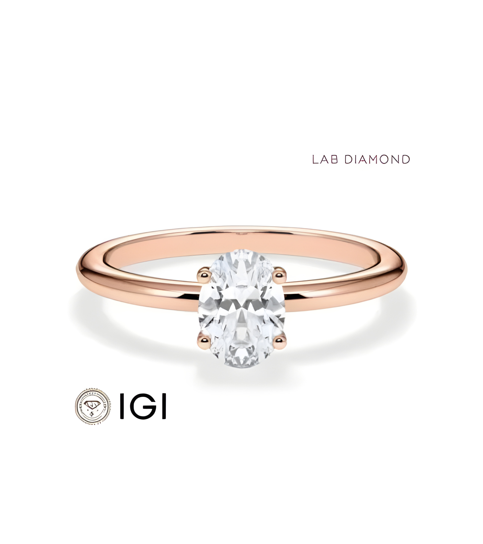 Anillos de pedida diamante oval en oro rosa de 18k | Staring