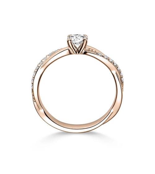 Anell de compromís combinat exclusiu en or rosa per a la demanada | Staring