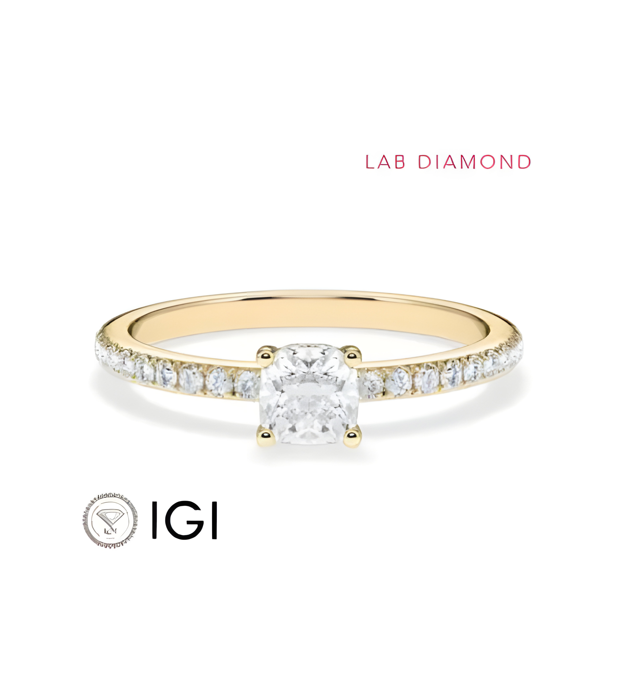 Anillos de compromiso pavé con diamantes sotenibles de laboratorio