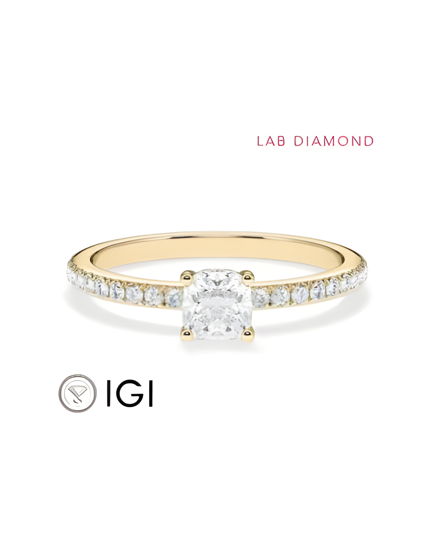 Anillos de compromiso pavé con diamantes sotenibles de laboratorio