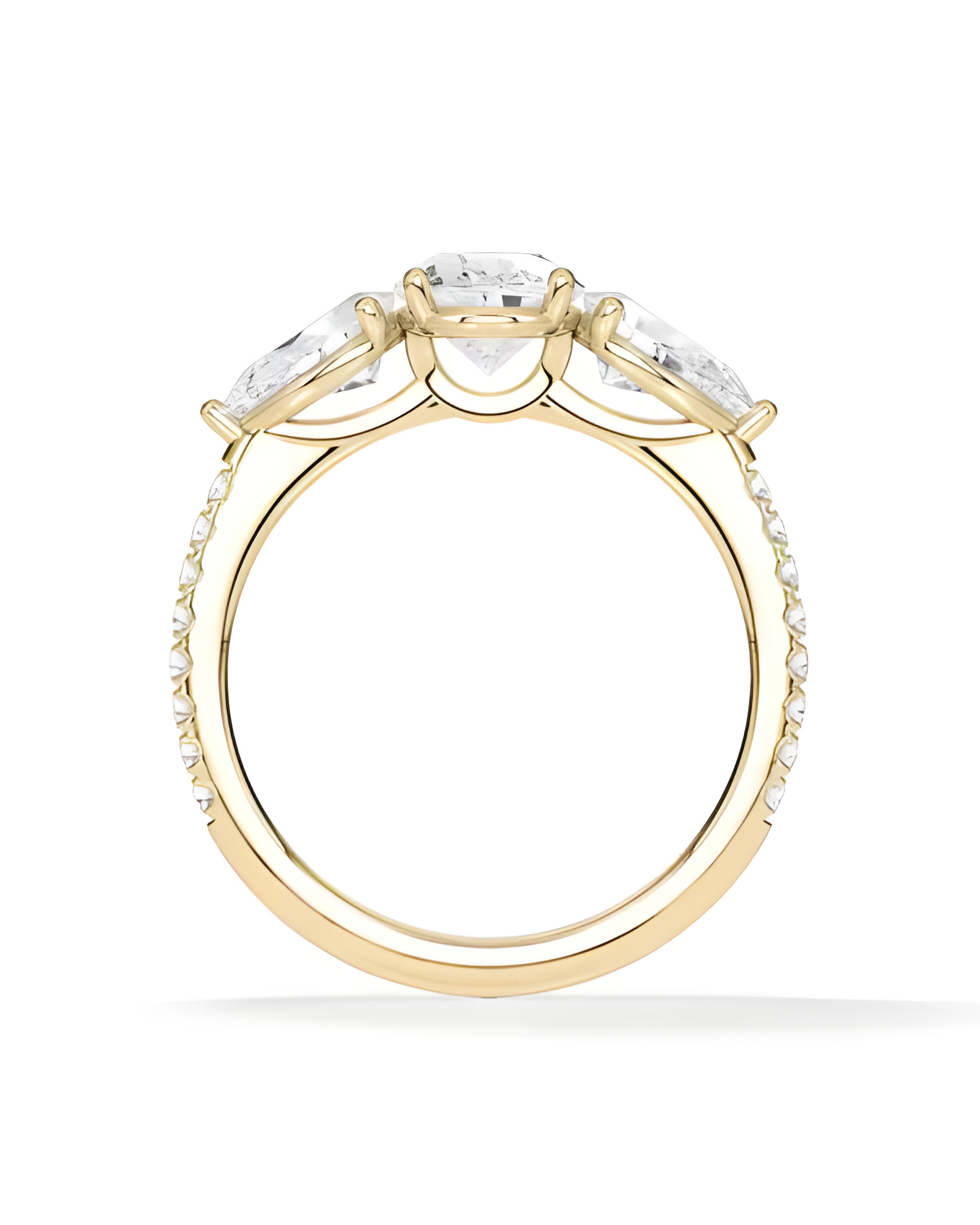 Gold or platinum engagement ring with various diamond cuts | Staring