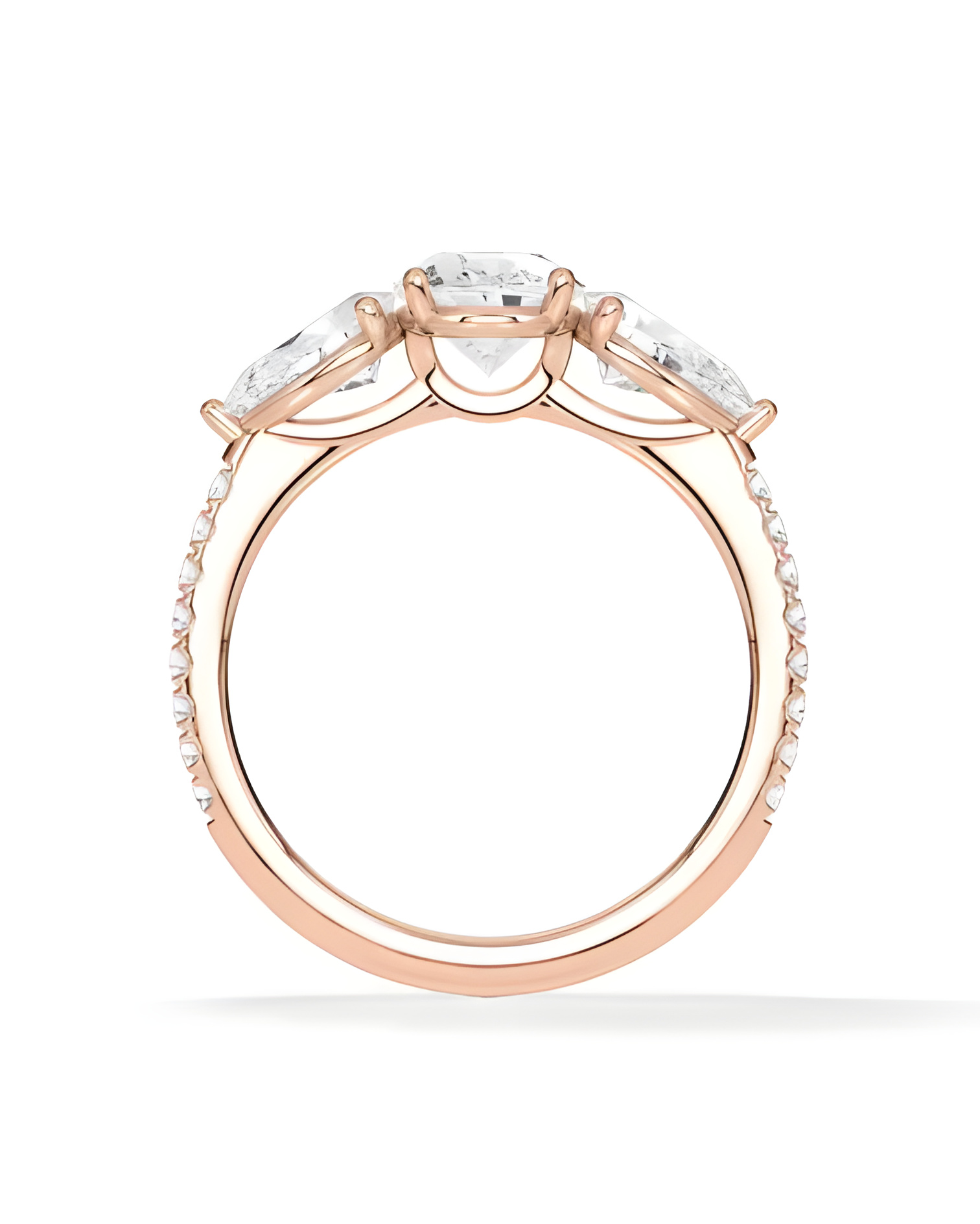 Anillo de compromiso de oro rosa en forma oval y pera | Staring