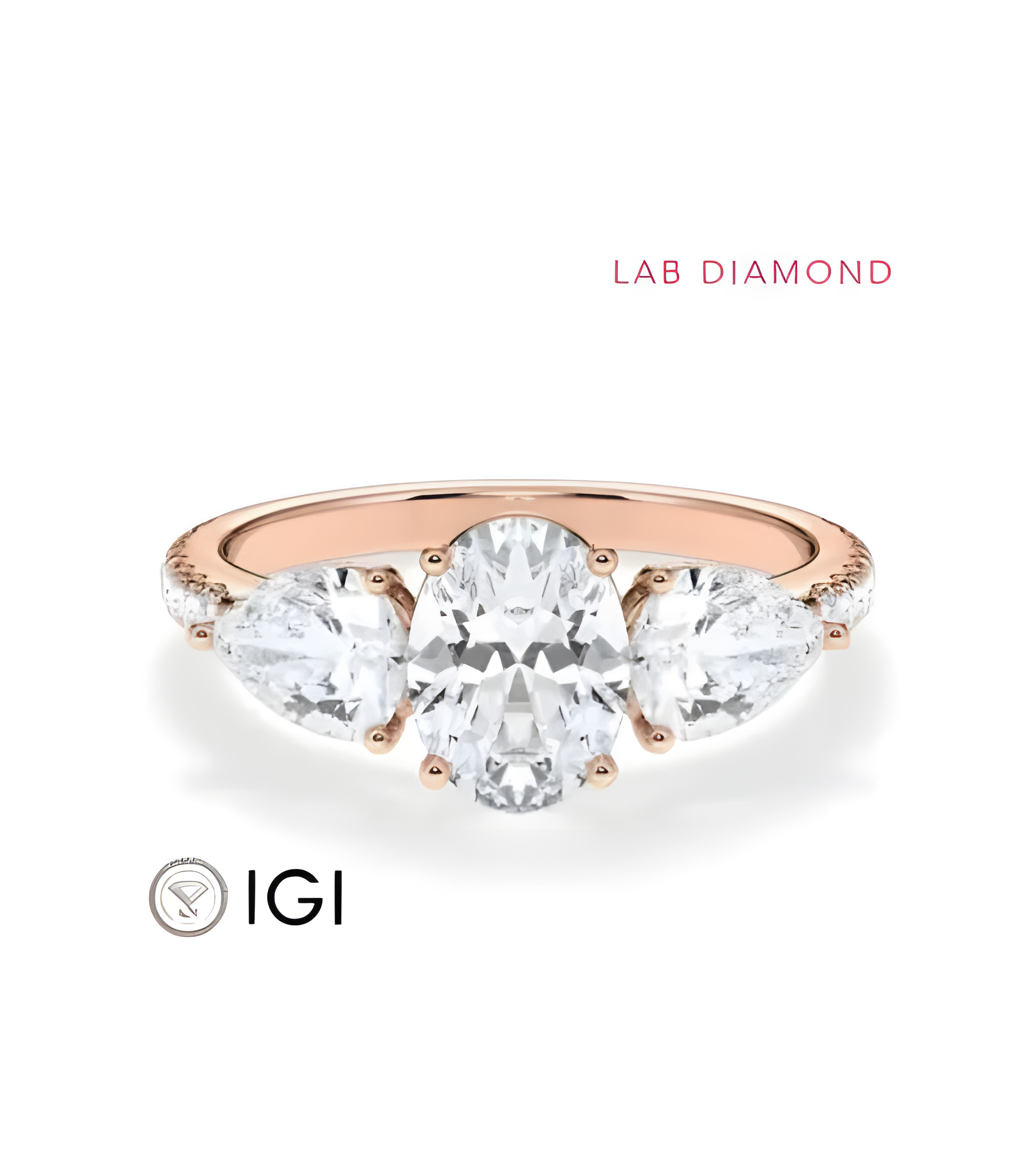 Pink gold engagement ring with various diamond cuts | Starring