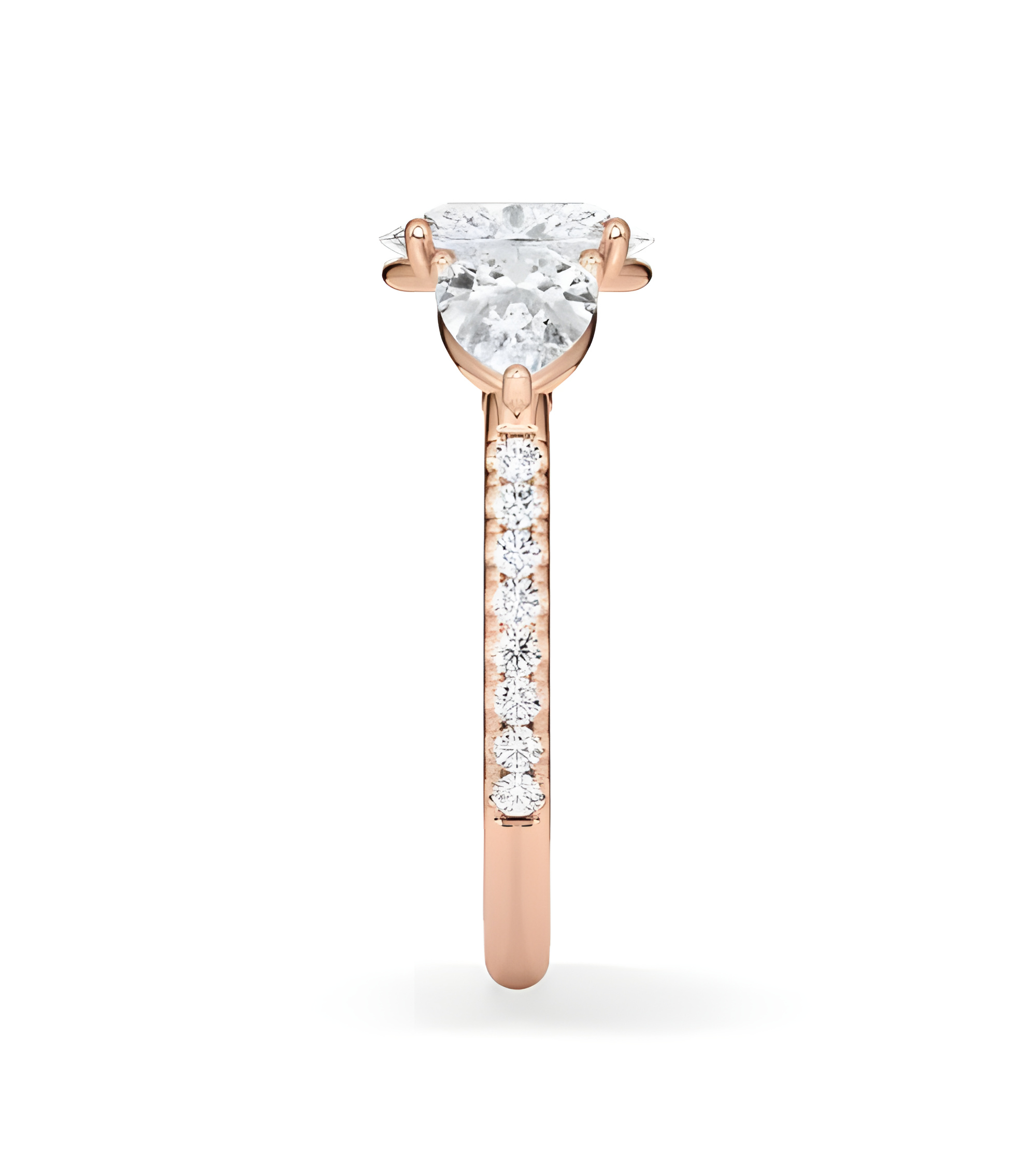 Anillo de compromiso de oro rosa en forma oval y pera | Staring