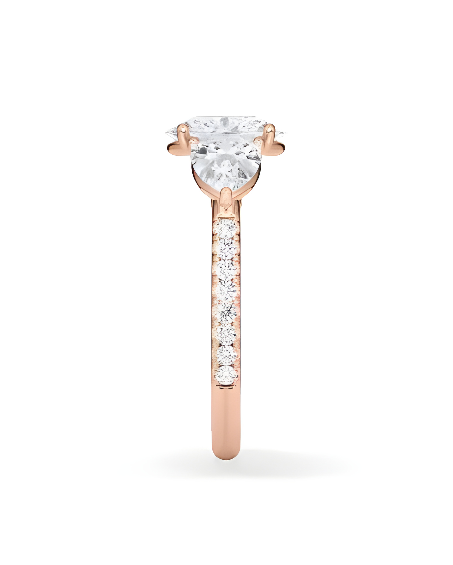 Anillo de compromiso de oro rosa en forma oval y pera | Staring