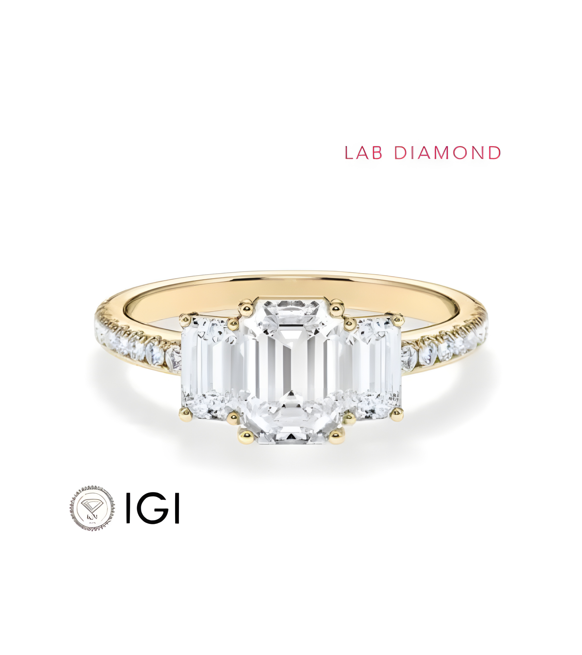 yellow Gold engagement ring with various diamond cuts | Staring