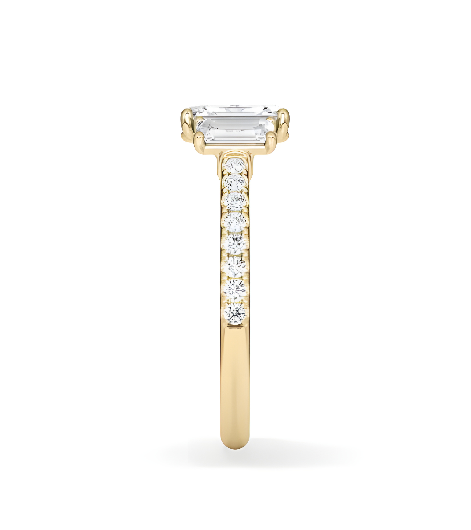 yellow Gold engagement ring with various diamond cuts | Staring