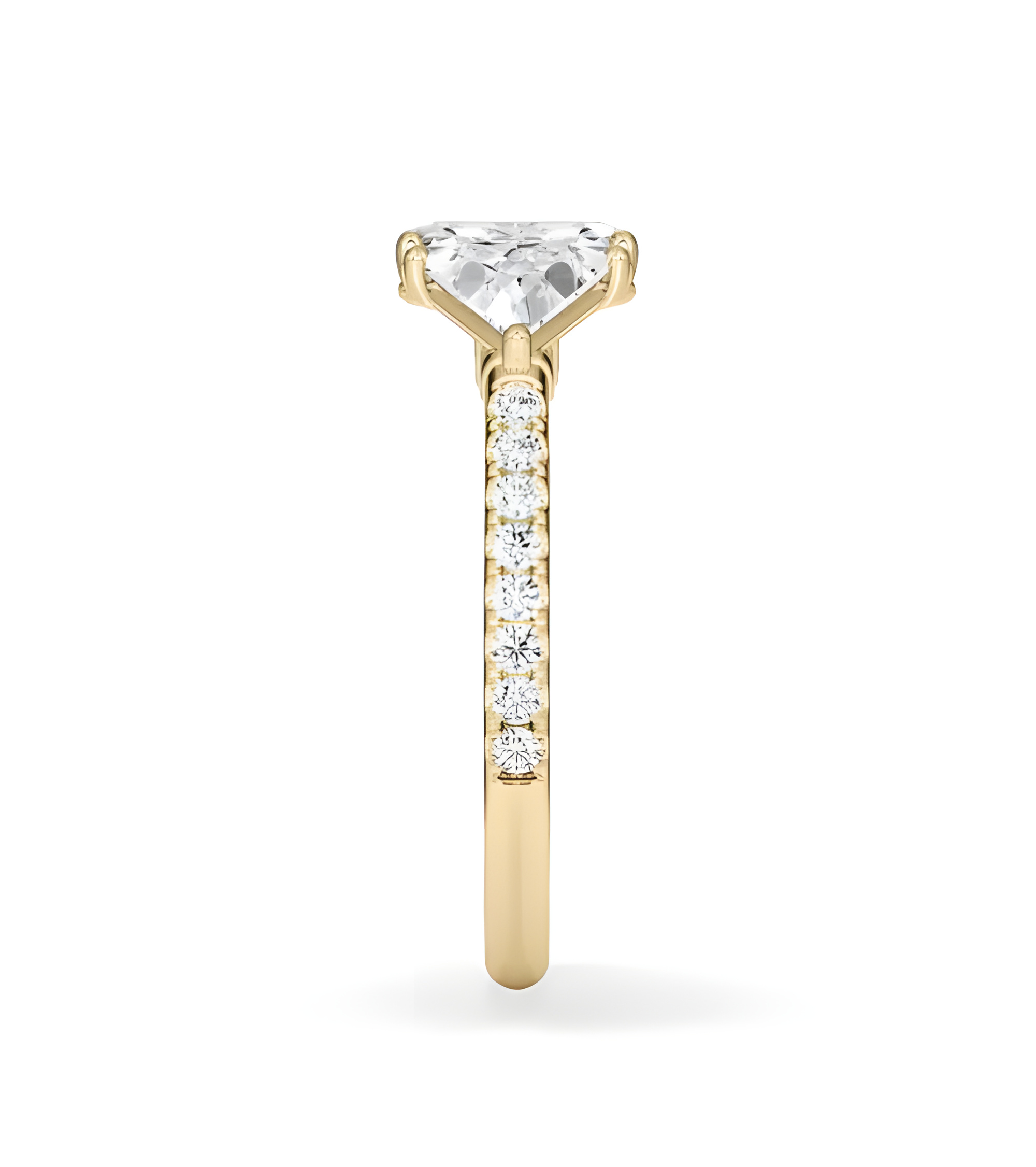 yellow Gold engagement ring with cut emerald | Staring