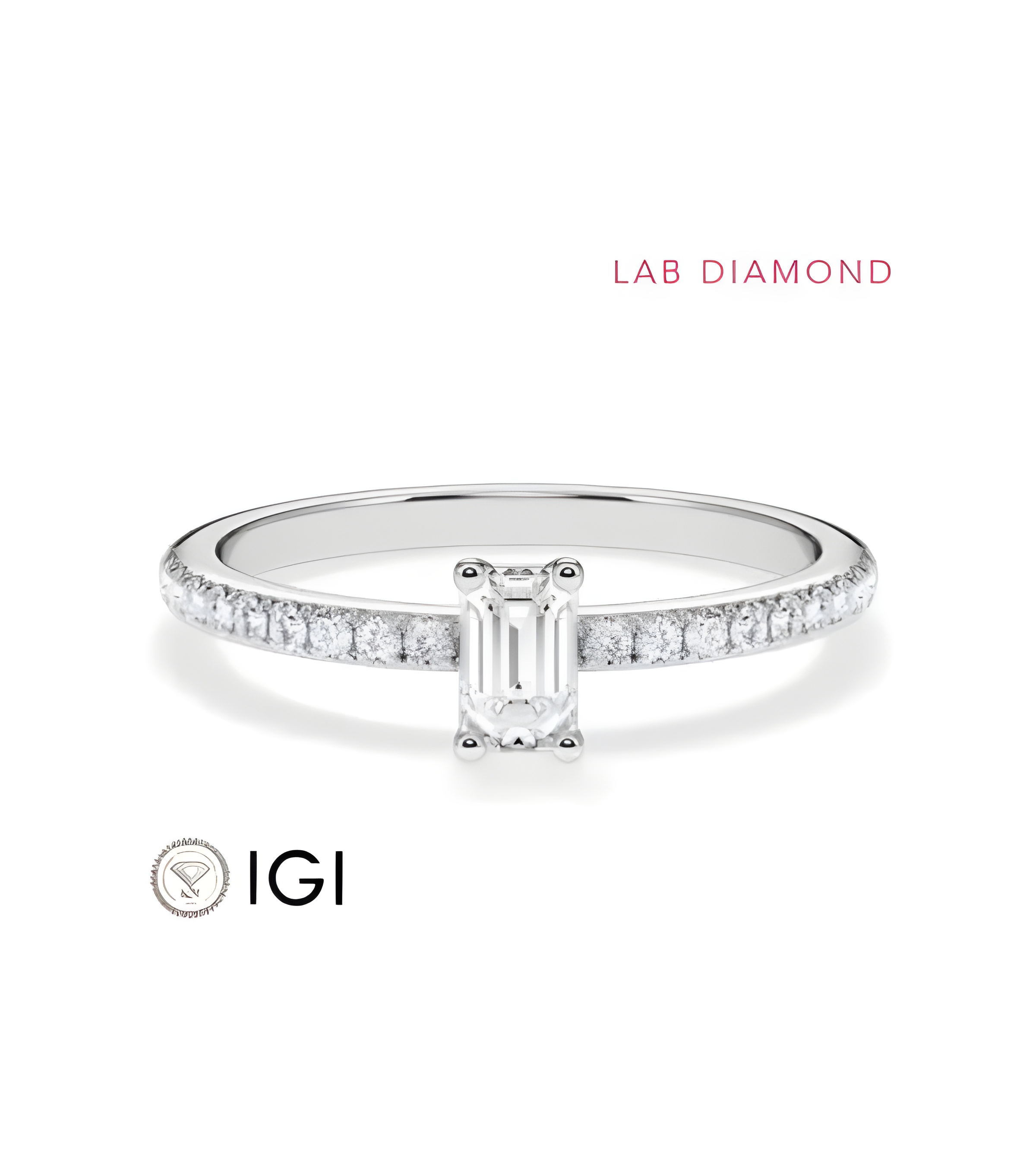Pavé engagement rings with lab-grown diamonds | Emerald-cut | Staring
