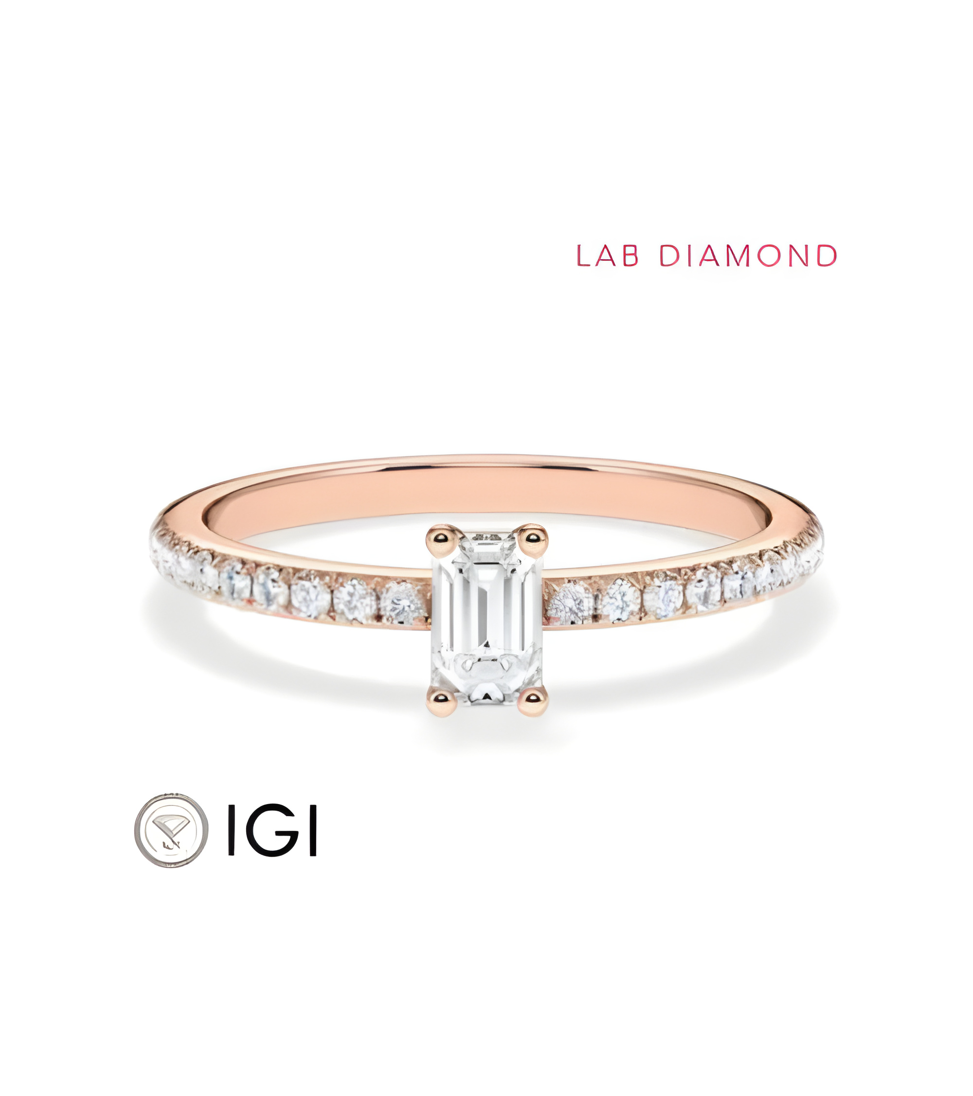 Anillos  en oro rosa pavé con lab diamond | Staring