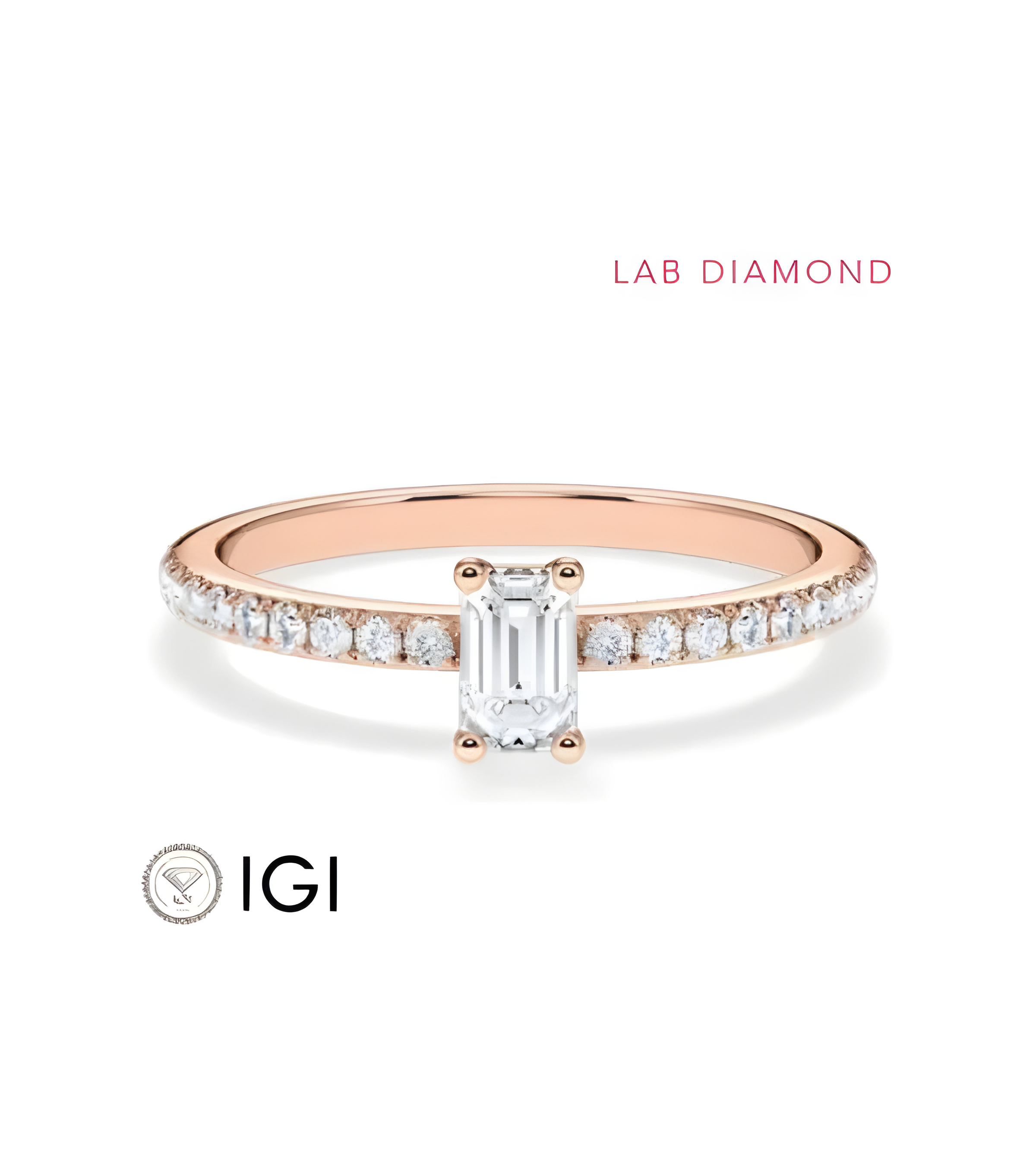 Anillos  en oro rosa pavé con lab diamond | Staring