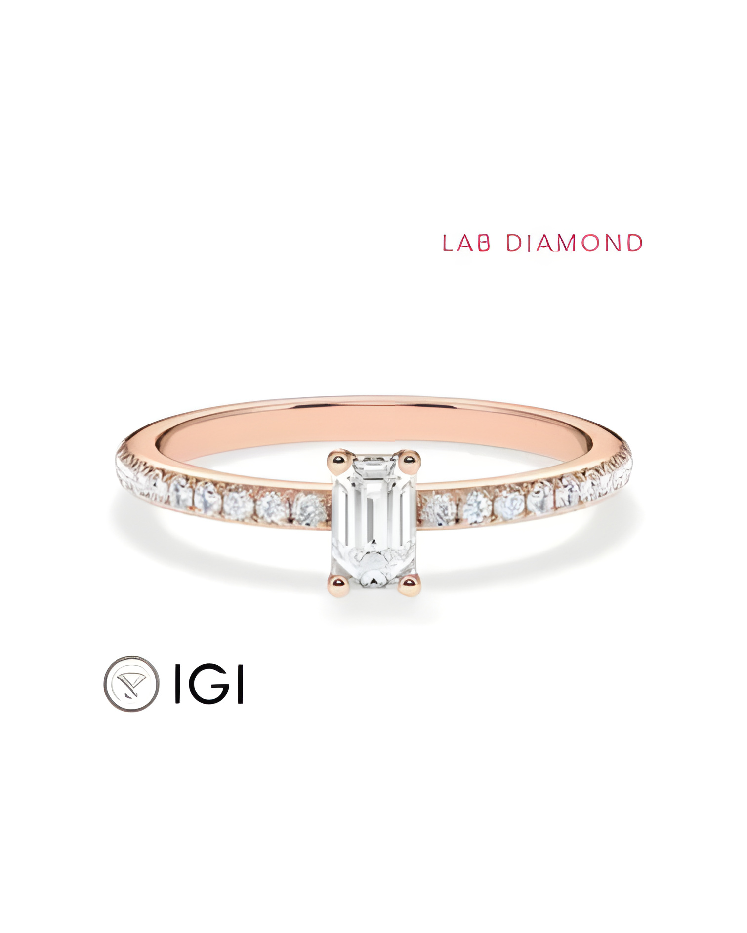 Anillos  en oro rosa pavé con lab diamond | Staring