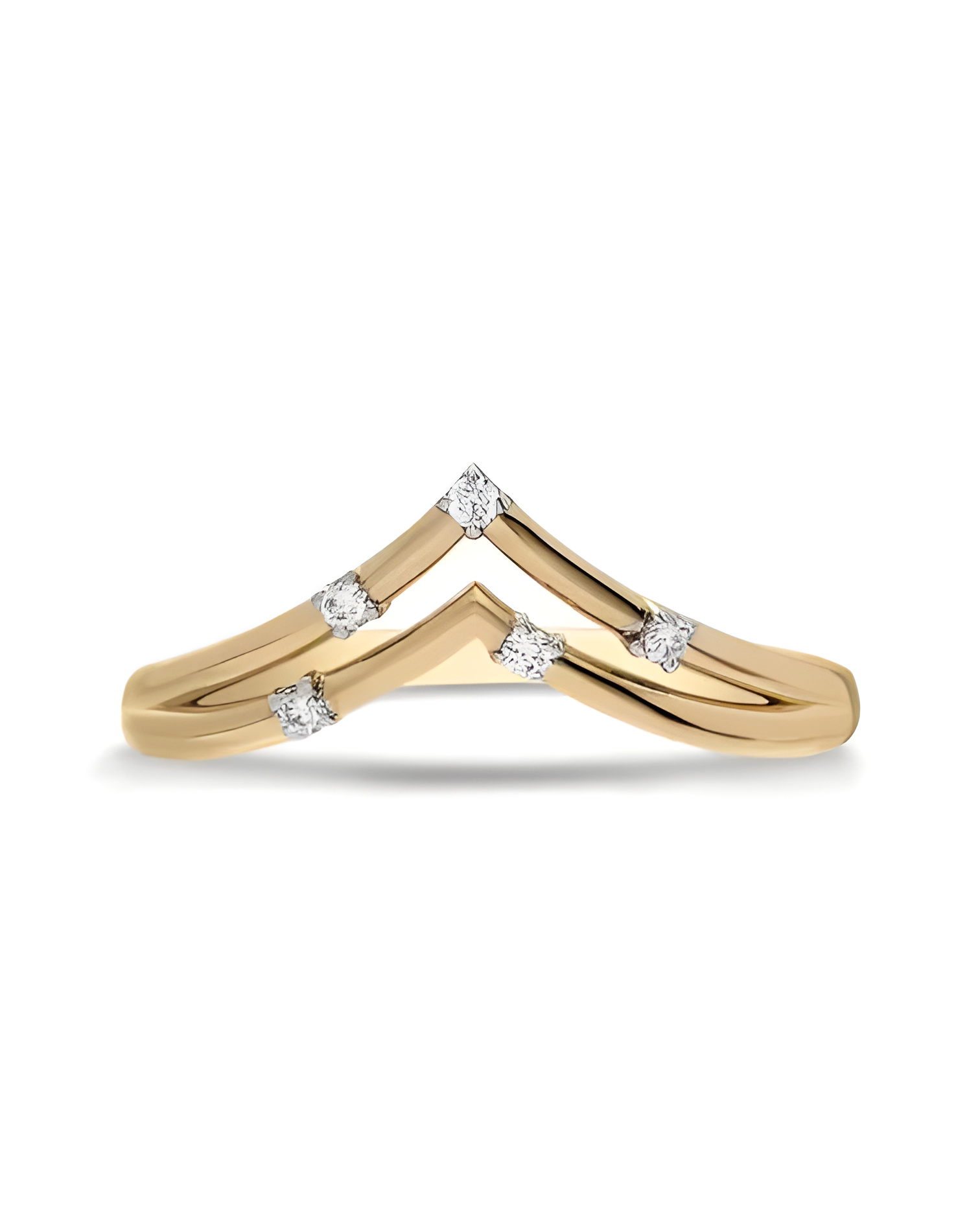 Anillo de oro en forma doble V con diamantes | Staring