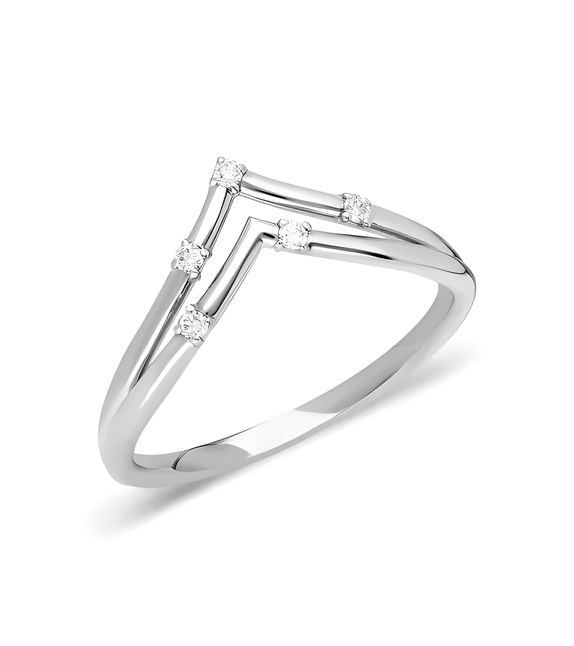 Anillo de oro en forma doble V con diamantes | Staring