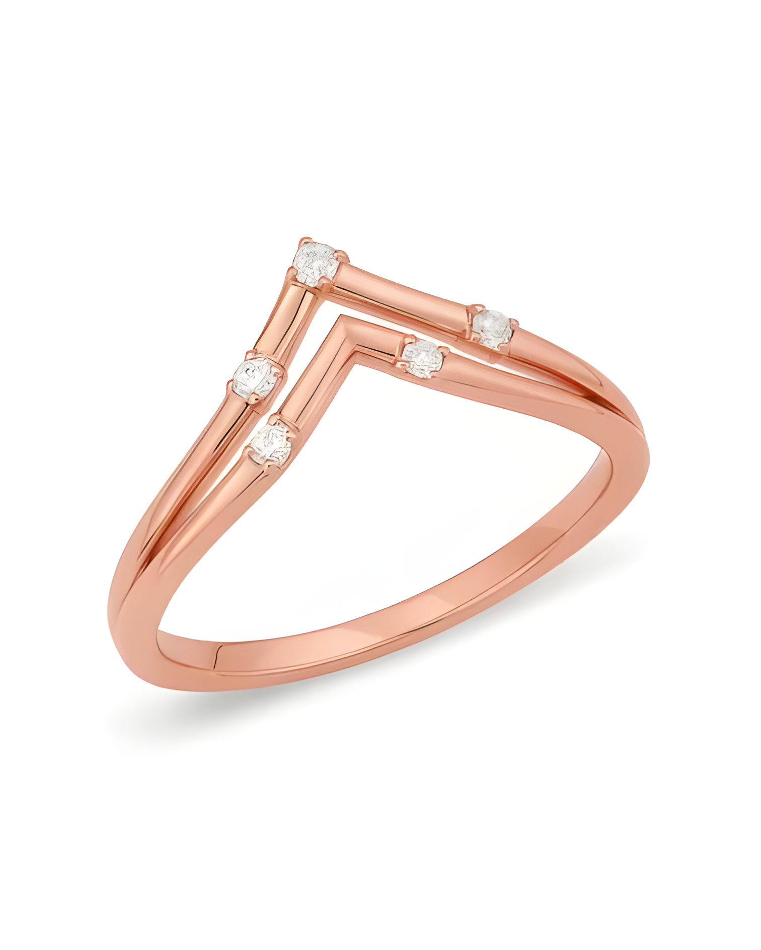 Anillo de oro en forma doble V con diamantes | Staring