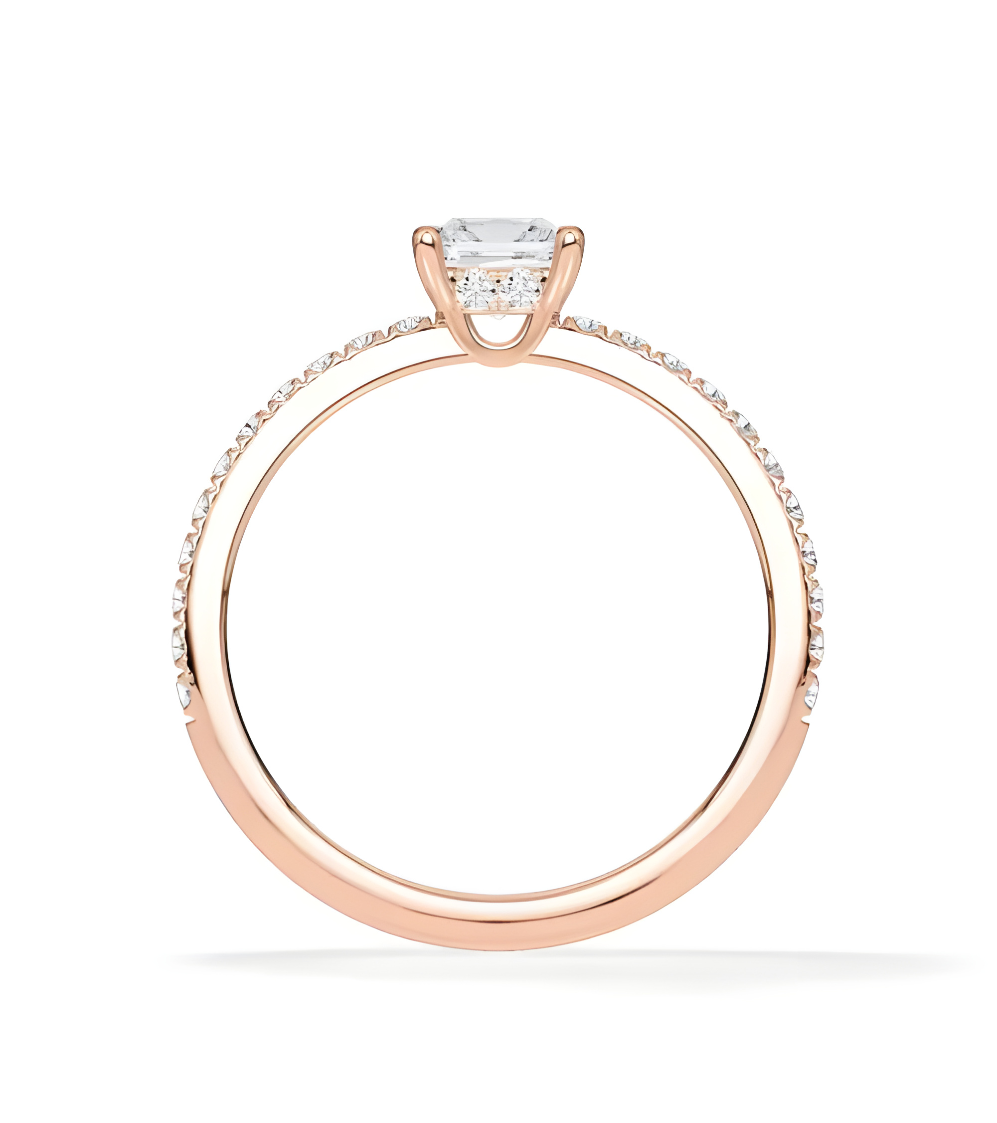 Pavé pink gold engagement rings with lab-grown diamonds | Staring