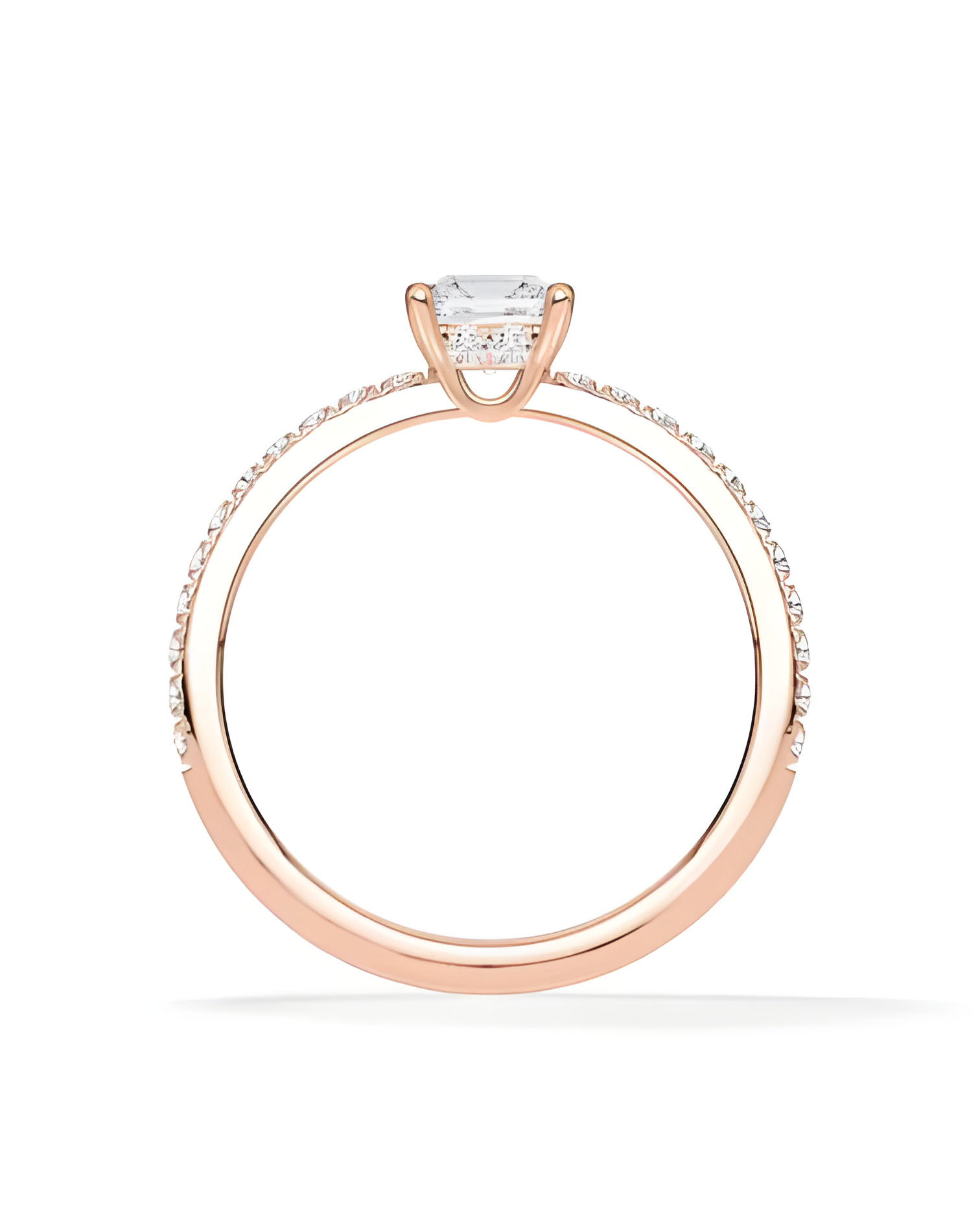 Pavé pink gold engagement rings with lab-grown diamonds | Staring