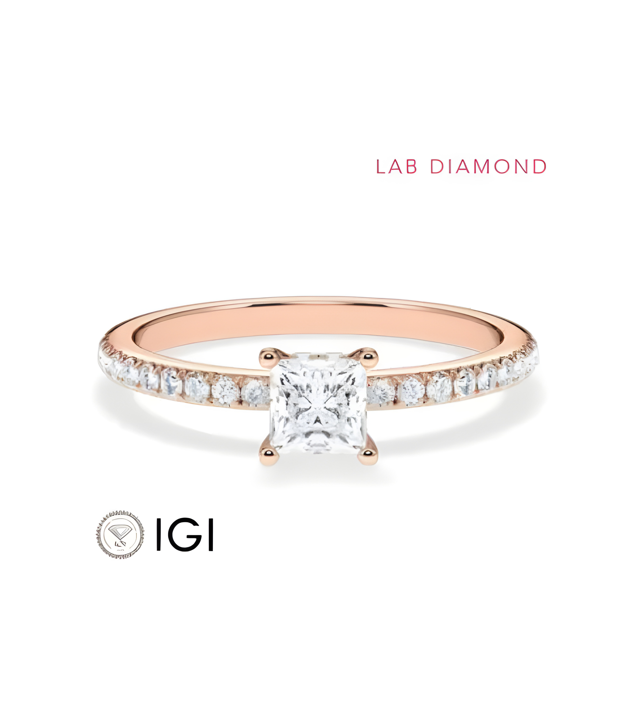 Pavé pink gold engagement rings with lab-grown diamonds | Staring