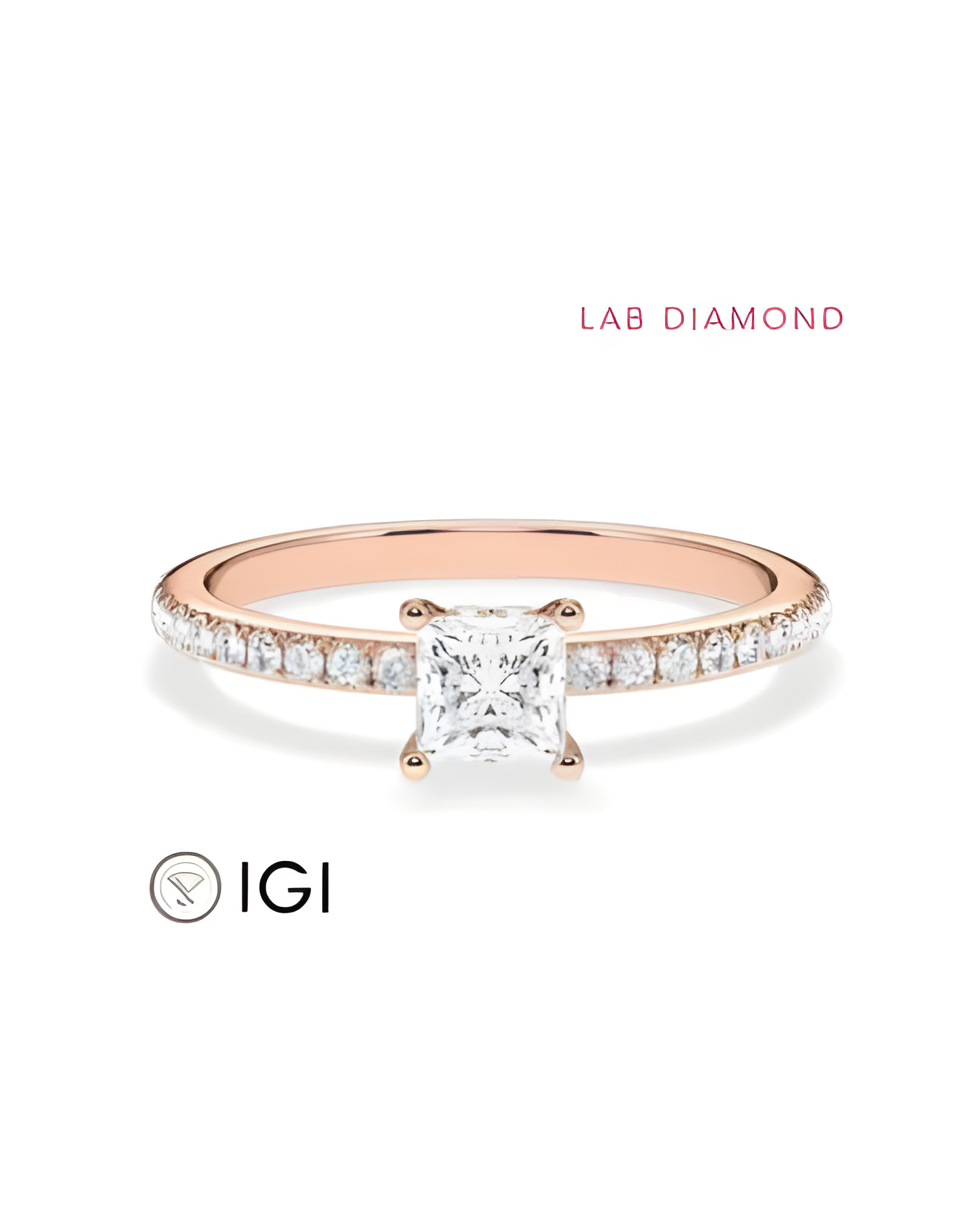 Pavé pink gold engagement rings with lab-grown diamonds | Staring