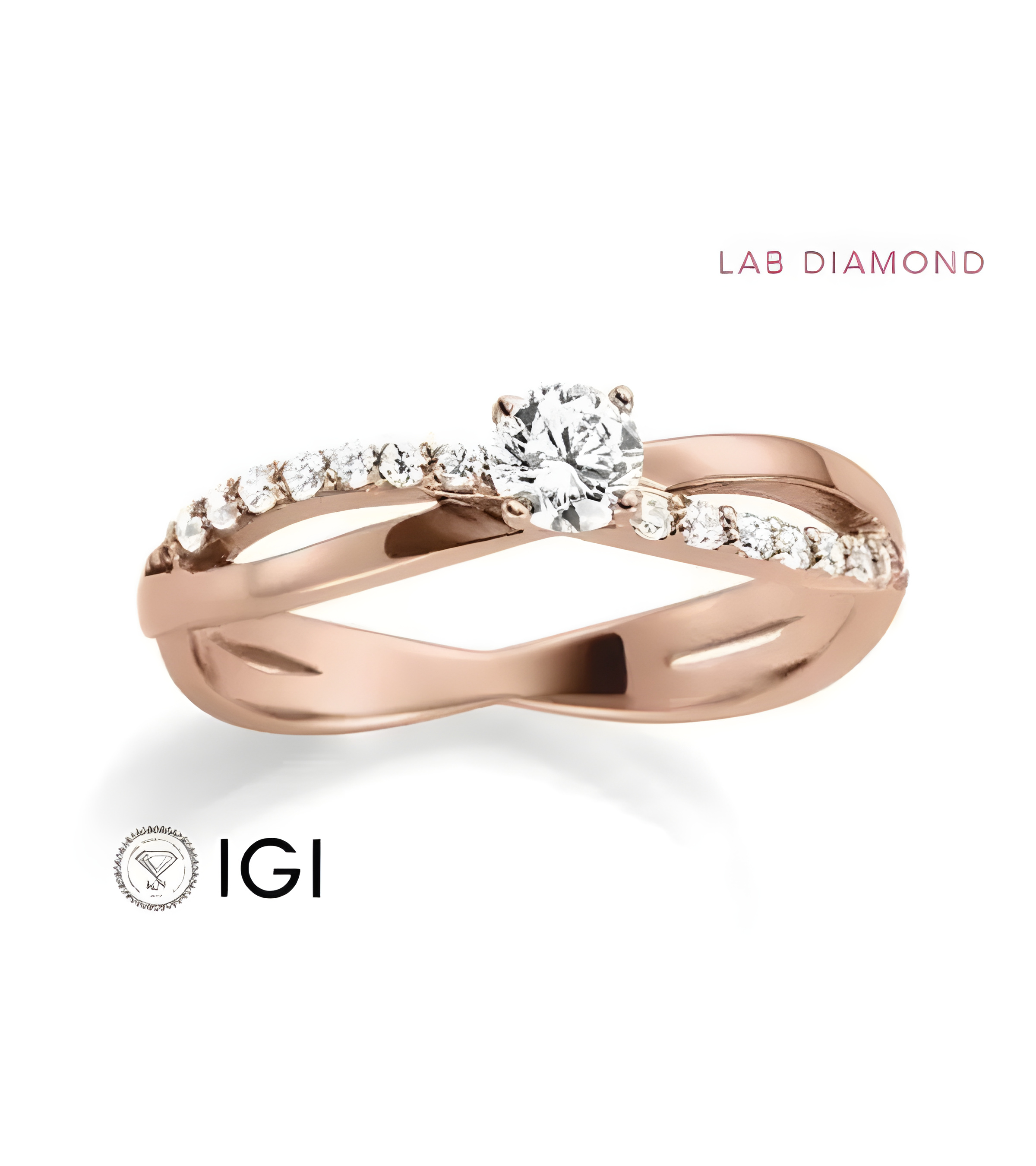 Anillo de pedida entrelazado con diamantes de laboratorio | Staring