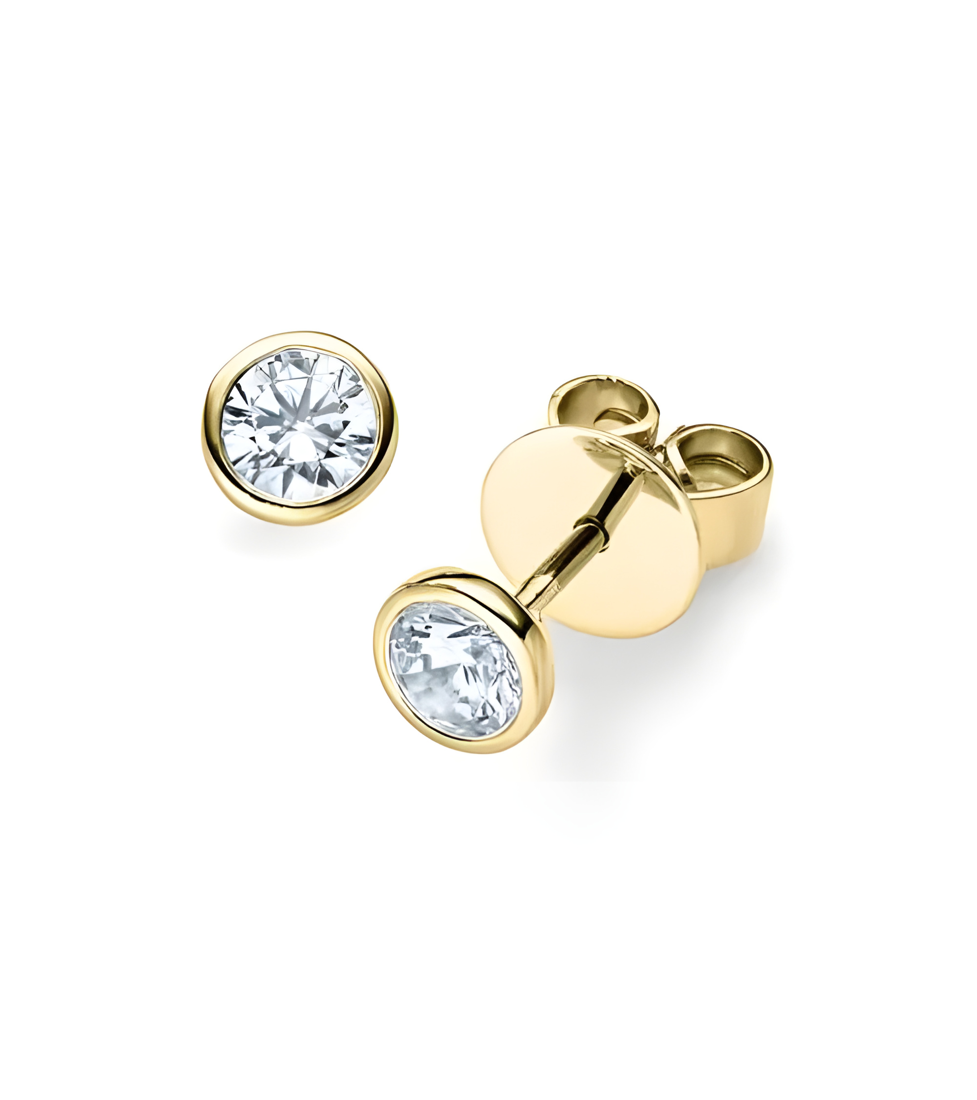 Pendientes oro amarillo 18k  montura bezel  | Staring