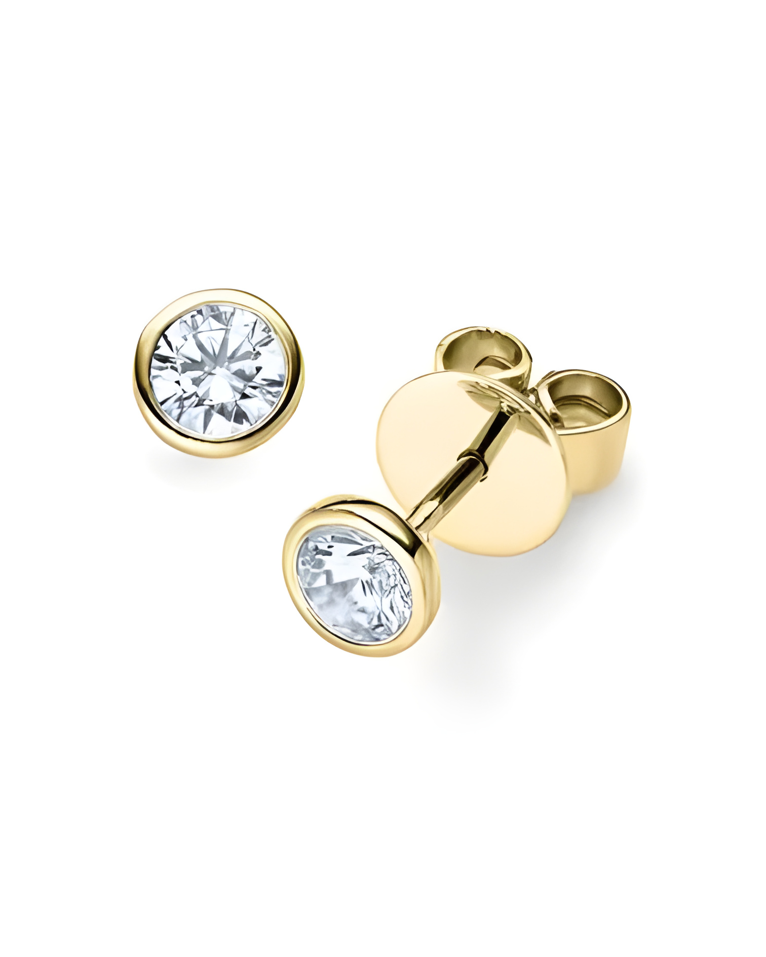 Pendientes oro amarillo 18k  montura bezel  | Staring