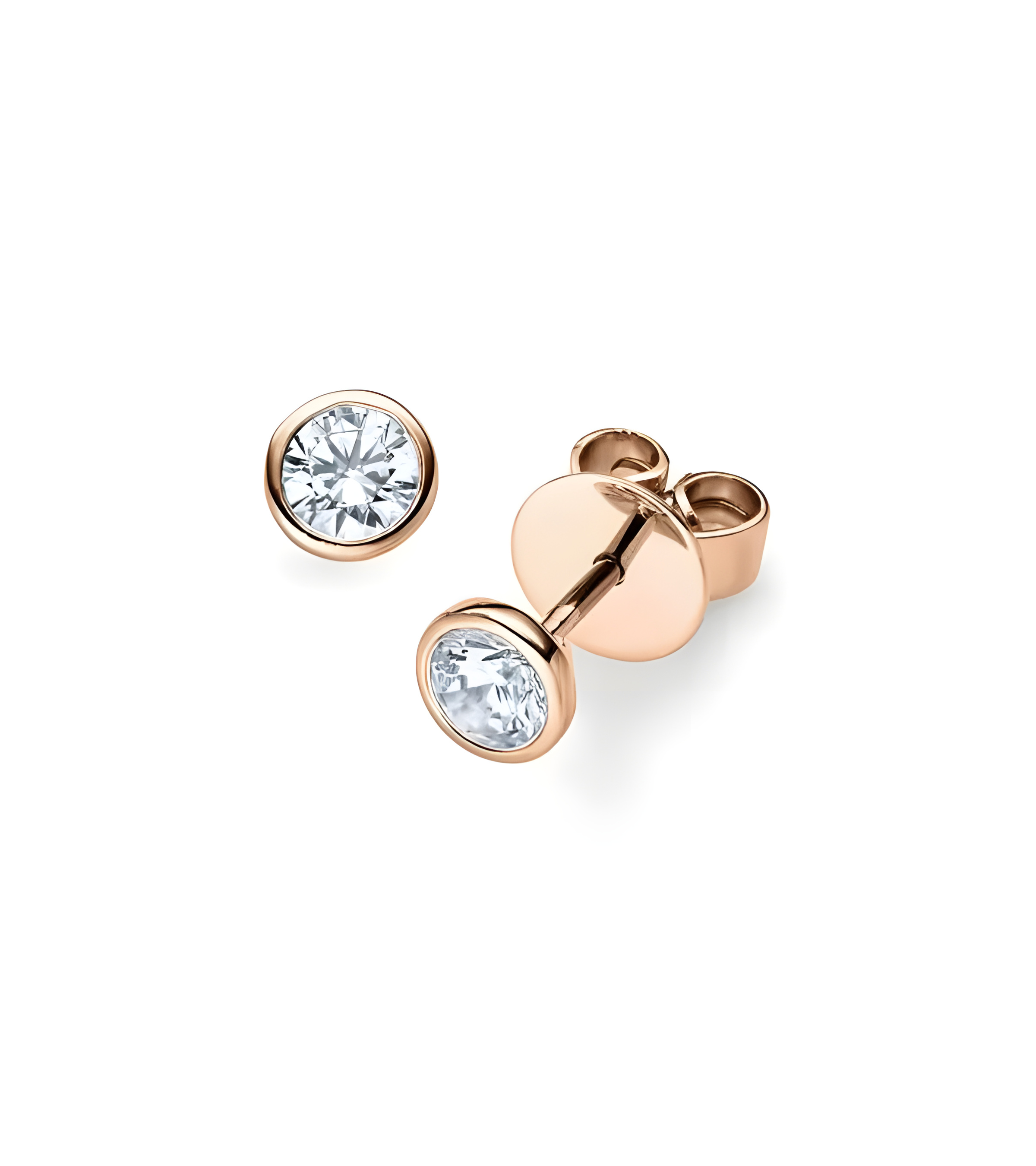Pendientes oro rosa 18k  montura bezel  | Staring