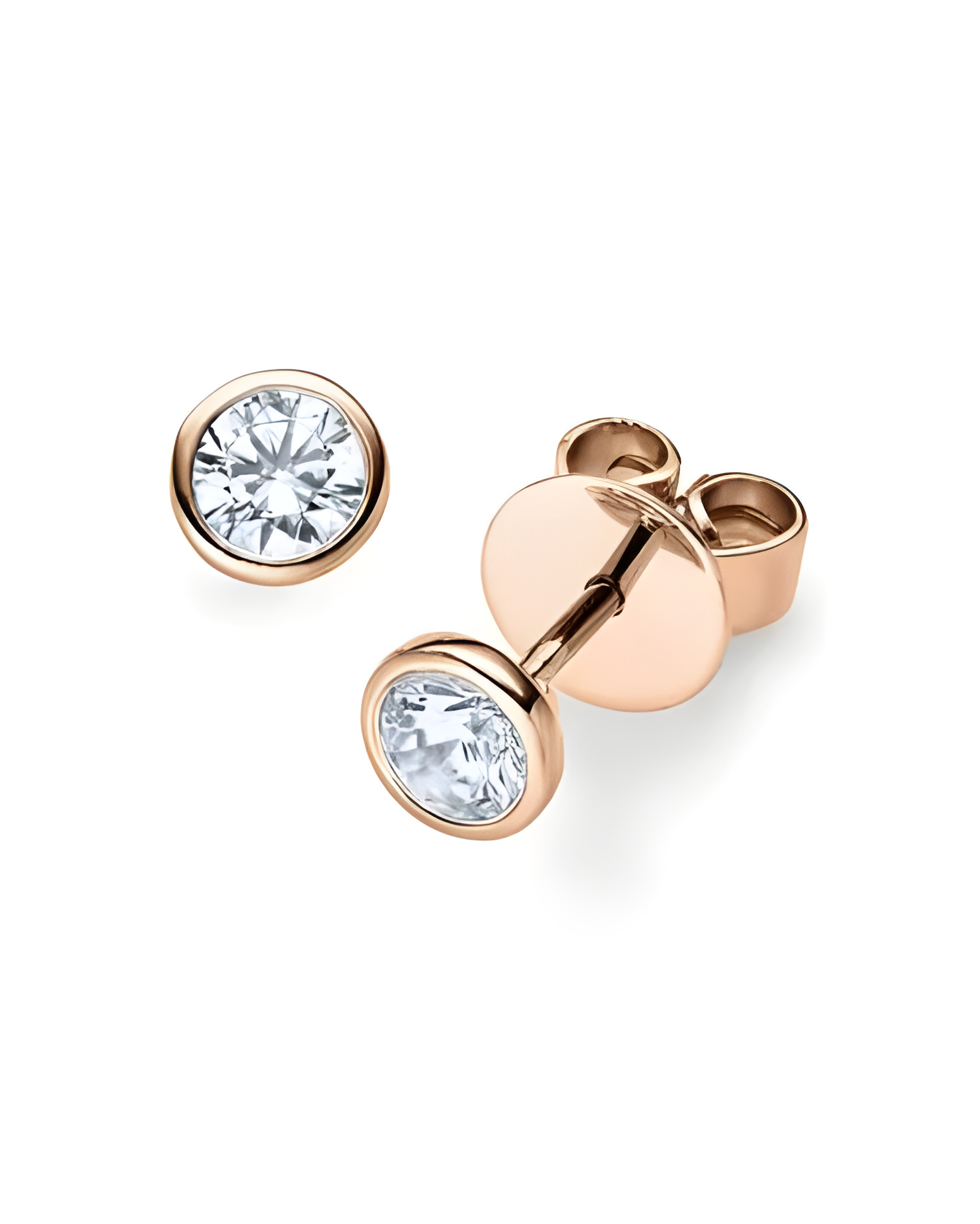 Pendientes oro rosa 18k  montura bezel  | Staring