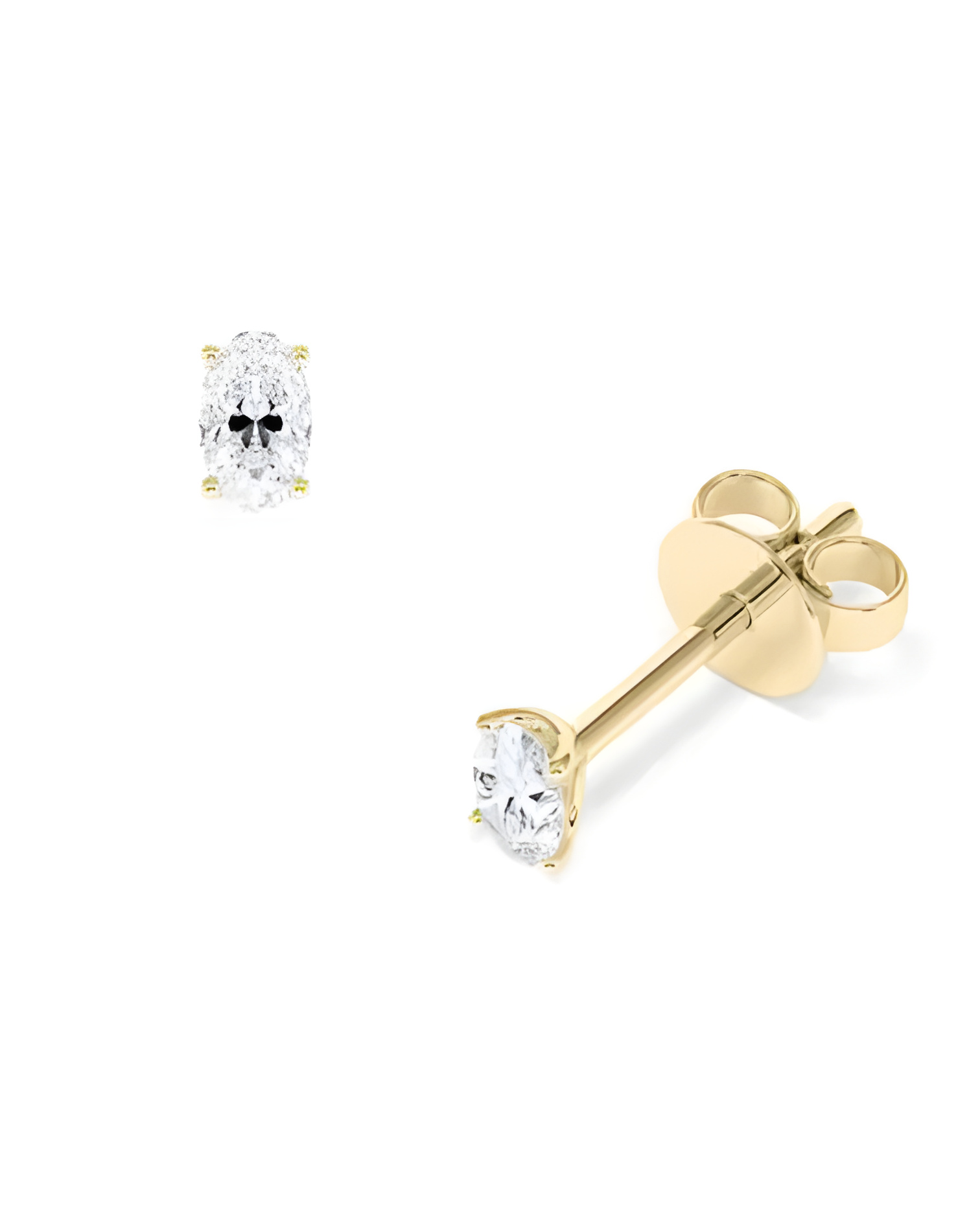 Pendientes Oval en oro amarillo 18k con diamantes naturales | Staring