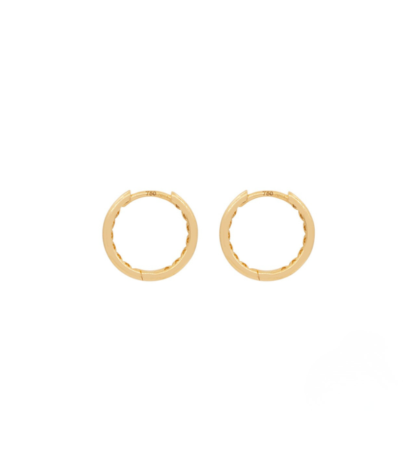 18 Karat Gold Creole Earrings with Click Closure | Staring